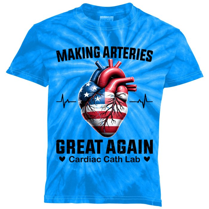 Making Arteries Great Again Cardiology For Cardiac Cath Lab Gift Kids Tie-Dye T-Shirt