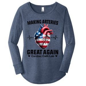 Making Arteries Great Again Cardiology For Cardiac Cath Lab Gift Women's Perfect Tri Tunic Long Sleeve Shirt