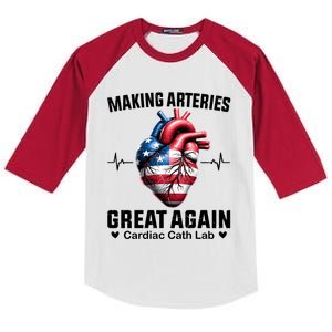 Making Arteries Great Again Cardiology For Cardiac Cath Lab Gift Kids Colorblock Raglan Jersey