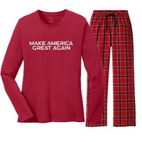 Make America Great Again President Trump Patriotic Women's Long Sleeve Flannel Pajama Set 