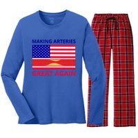 Making Arteries Great Again For Cardiac Cath Lab Doc Nurse Gift Women's Long Sleeve Flannel Pajama Set 