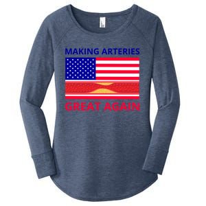 Making Arteries Great Again For Cardiac Cath Lab Doc Nurse Gift Women's Perfect Tri Tunic Long Sleeve Shirt