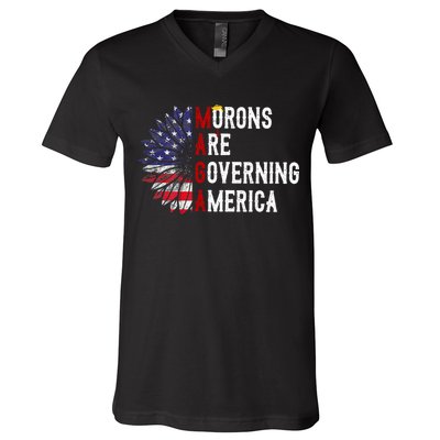 Morons Are Governing America V-Neck T-Shirt