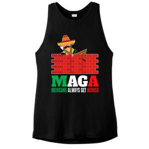 Mexicans Always Get Across Anti Funny Mexico Pride Ladies PosiCharge Tri-Blend Wicking Tank