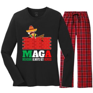 Mexicans Always Get Across Anti Funny Mexico Pride Women's Long Sleeve Flannel Pajama Set 