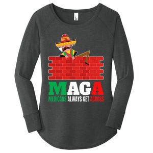 Mexicans Always Get Across Anti Funny Mexico Pride Women's Perfect Tri Tunic Long Sleeve Shirt