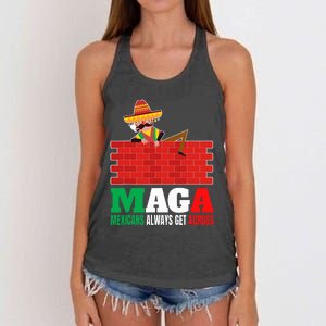 Mexicans Always Get Across Anti Funny Mexico Pride Women's Knotted Racerback Tank