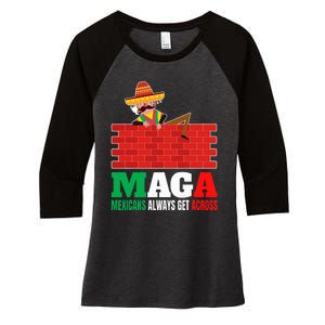 Mexicans Always Get Across Anti Funny Mexico Pride Women's Tri-Blend 3/4-Sleeve Raglan Shirt