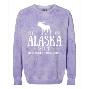 Moose Alaska Gift Mountain Last Frontier Alaska Cute Gift Colorblast Crewneck Sweatshirt