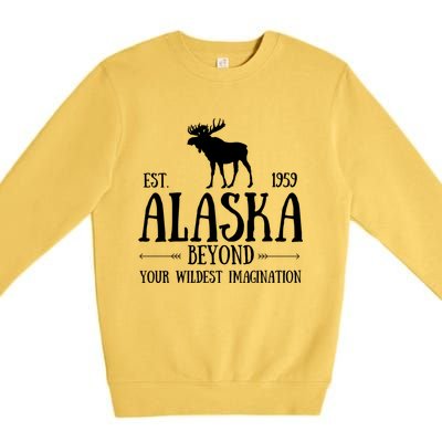 Moose Alaska Gift Mountain Last Frontier Alaska Cute Gift Premium Crewneck Sweatshirt