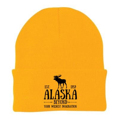 Moose Alaska Gift Mountain Last Frontier Alaska Cute Gift Knit Cap Winter Beanie