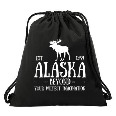 Moose Alaska Gift Mountain Last Frontier Alaska Cute Gift Drawstring Bag