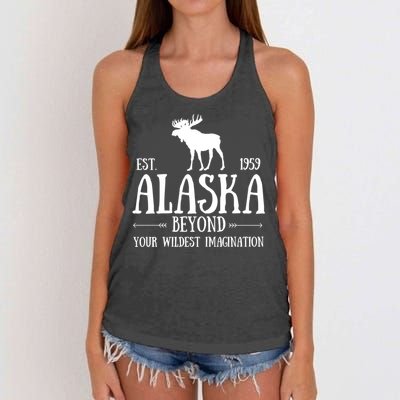Moose Alaska Gift Mountain Last Frontier Alaska Cute Gift Women's Knotted Racerback Tank