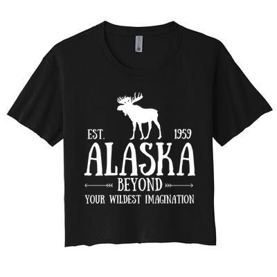 Moose Alaska Gift Mountain Last Frontier Alaska Cute Gift Crop Top