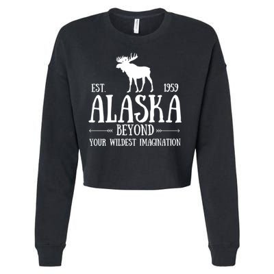Moose Alaska Gift Mountain Last Frontier Alaska Cute Gift Cropped Pullover Crew