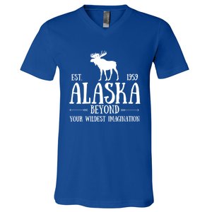 Moose Alaska Gift Mountain Last Frontier Alaska Cute Gift V-Neck T-Shirt