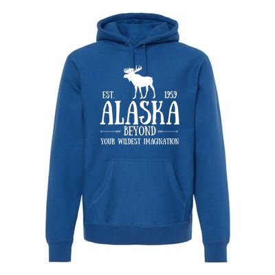 Moose Alaska Gift Mountain Last Frontier Alaska Cute Gift Premium Hoodie