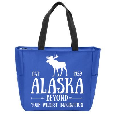 Moose Alaska Gift Mountain Last Frontier Alaska Cute Gift Zip Tote Bag