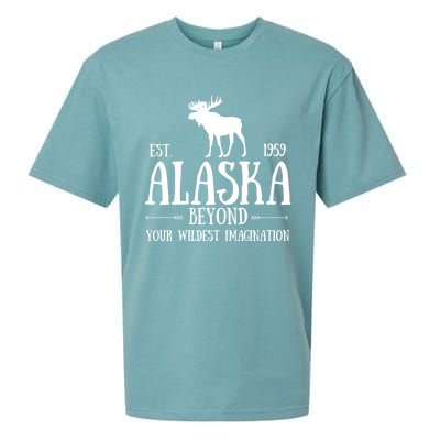 Moose Alaska Gift Mountain Last Frontier Alaska Cute Gift Sueded Cloud Jersey T-Shirt