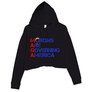 Morons Are Governing America Funny Trump 2024 Crop Fleece Hoodie