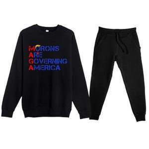 Morons Are Governing America Funny Trump 2024 Premium Crewneck Sweatsuit Set