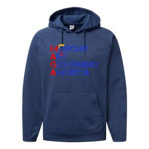 Morons Are Governing America Funny Trump 2024 Performance Fleece Hoodie