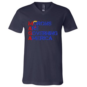 Morons Are Governing America Funny Trump 2024 V-Neck T-Shirt