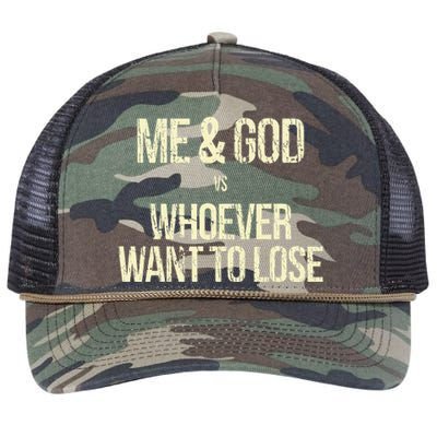 Me And God Vs Whoever Want To Lose Retro Rope Trucker Hat Cap