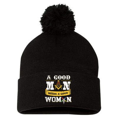 Masons A Good Man Need A Good Woman OES Freemasons Christmas Pom Pom 12in Knit Beanie