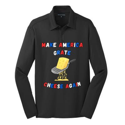 Make America Grate Cheese Again: 2024 Presidential Humor Gift Silk Touch Performance Long Sleeve Polo