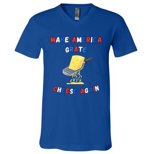 Make America Grate Cheese Again: 2024 Presidential Humor Gift V-Neck T-Shirt