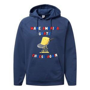 Make America Grate Cheese Again: 2024 Presidential Humor Gift Performance Fleece Hoodie