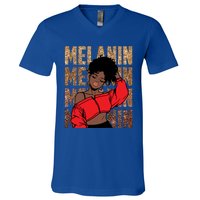 Melanin Afro Goddess Black Magic African Black History Gift V-Neck T-Shirt