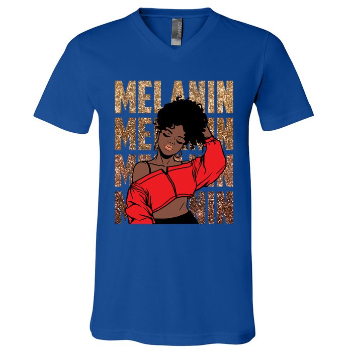 Melanin Afro Goddess Black Magic African Black History Gift V-Neck T-Shirt