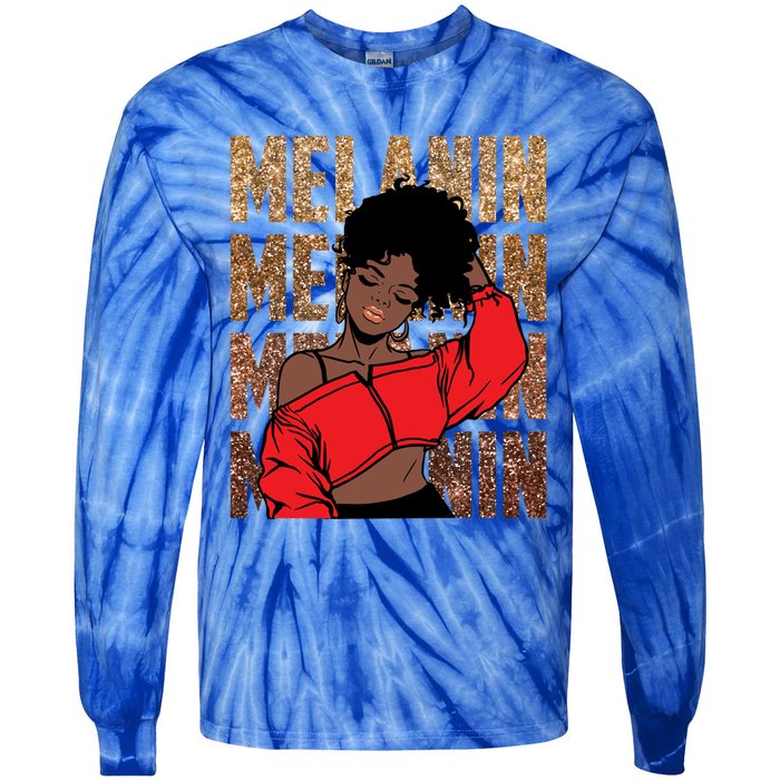 Melanin Afro Goddess Black Magic African Black History Gift Tie-Dye Long Sleeve Shirt