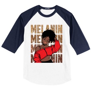 Melanin Afro Goddess Black Magic African Black History Gift Baseball Sleeve Shirt