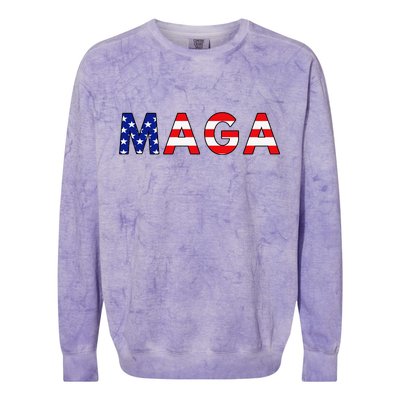 MAGA American Flag Colorblast Crewneck Sweatshirt