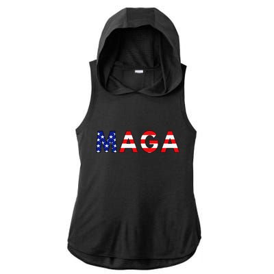 MAGA American Flag Ladies PosiCharge Tri-Blend Wicking Draft Hoodie Tank