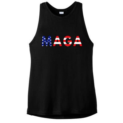 MAGA American Flag Ladies PosiCharge Tri-Blend Wicking Tank