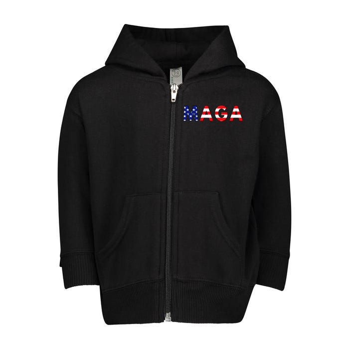 MAGA American Flag Toddler Zip Fleece Hoodie