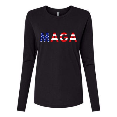 MAGA American Flag Womens Cotton Relaxed Long Sleeve T-Shirt