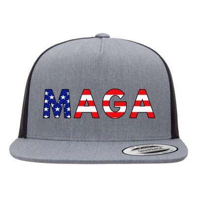 MAGA American Flag Flat Bill Trucker Hat