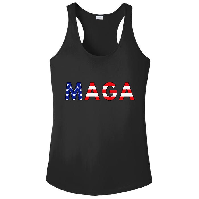 MAGA American Flag Ladies PosiCharge Competitor Racerback Tank