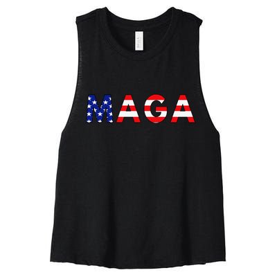 MAGA American Flag Women's Racerback Cropped Tank