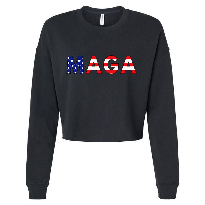 MAGA American Flag Cropped Pullover Crew