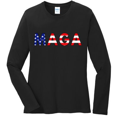 MAGA American Flag Ladies Long Sleeve Shirt