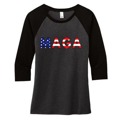 MAGA American Flag Women's Tri-Blend 3/4-Sleeve Raglan Shirt