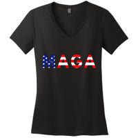 MAGA American Flag Women's V-Neck T-Shirt