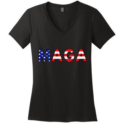 MAGA American Flag Women's V-Neck T-Shirt