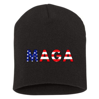 MAGA American Flag Short Acrylic Beanie